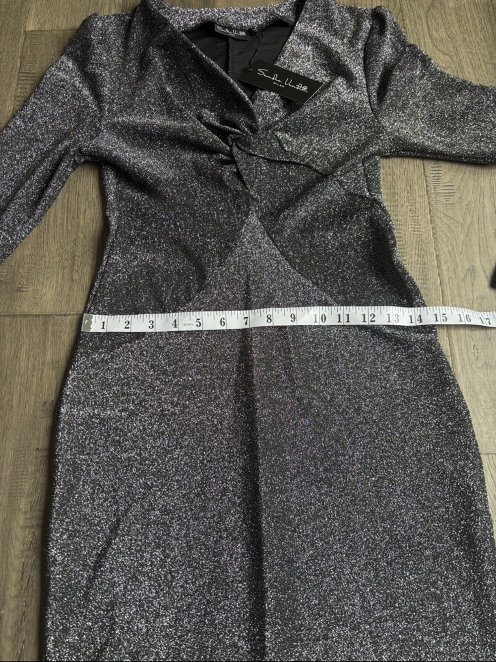 Sandra Venditti | NWT Sparkle Metallic Long-Sleeve Sheath Dress Black Silver Med - Picture 8 of 13